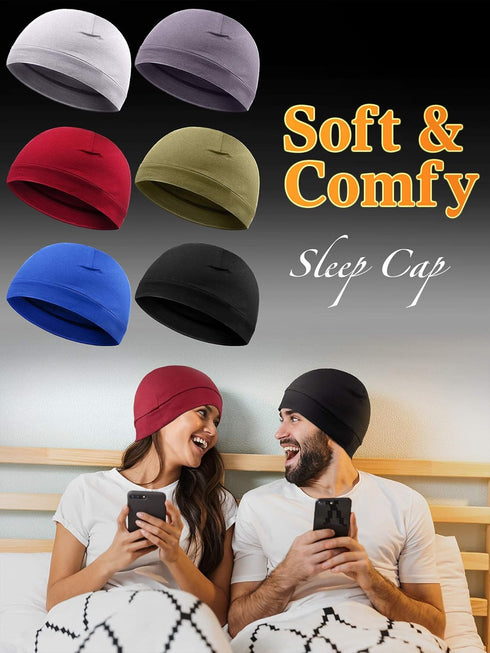 Syhood 6 Pieces Men Skull Caps Cotton Beanies Sleep Hats Multifunctional Helmet Liner Cap for Men and Women...