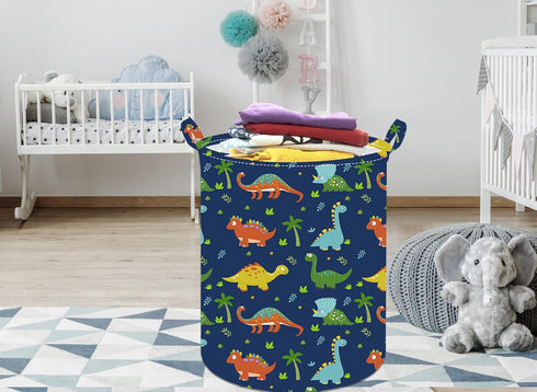 19.7 Inch Dinosaur Round Kids Laundry Clothes Hamper Dino Laundry Basket with Handles,Baby Toys Storage Organizer Bins Laundry Gift Basket for Boy...