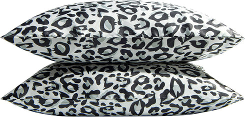 NTBAY 2 Pack Satin Standard Pillowcases for Hair and Skin, Luxurious and Silky Leopard Printed Pillow Cases with Envelope Closure, 20x26 Inches, B...