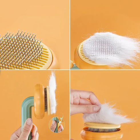 Self-Cleaning Pet Grooming Brush with Auto-Hair Removal - Shedding Management For Cats, Dogs & Rabbits...