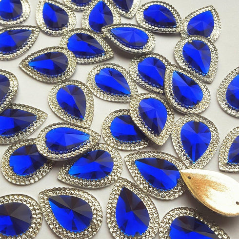 18x25mm 50pcs Loose Beads Drop Shape Rhinestones with Silver Edge Gems Stones and Crystals Wedding Decoration Sew-On for Stick-On Dance Costumes S...