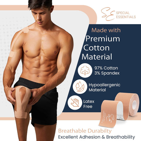 Kinesiology Tape Premium Cotton Waterproof Sports Tape for Targeted Muscle Support Pain Relief & Enhanced Performance 2 Pack, 40 Count, 10” Precut...