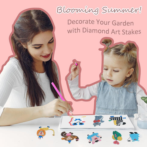 8 Pcs Diamond Art Kit for Adults, Butterfly Diamond Art Painting Garden Stakes, Small Art and Craft for Girls Women, Summer Garden Decor for Plant...