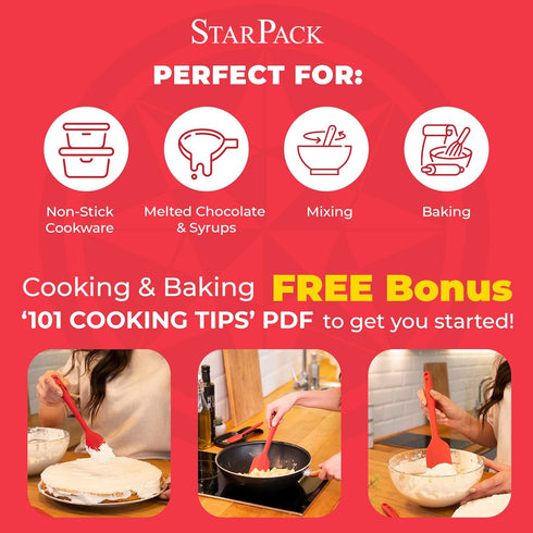 StarPack Premium Silicone Spatula Set of 4 (2 Small, 2 Large) - High Heat Resistant to 600°F, Hygienic One Piece Design, Non Stick Rubber Cooking ...