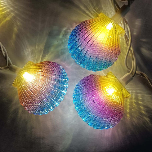 Beach Seashell String Lights 8.3FT Ocean Themed Decorative Lights 10 LED Seashells Lights, Plug-in Warm White Fairy Lights for Patio Garden Weddin...