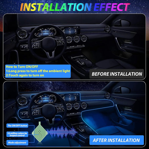 Car Led Strip Lights,Interior Lights,Ambient Lighting Kit With RGB 16 Million Colors Fiber Optics&Music Sync Rhythm,USB Neon Light Accessories for...