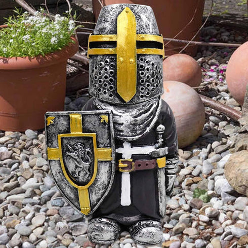 Knight Garden Gnomes Guard Garden Statue Decorations Medieval Templar Crusader Guard Knight Armor Sculpture for Home Garden Decor...