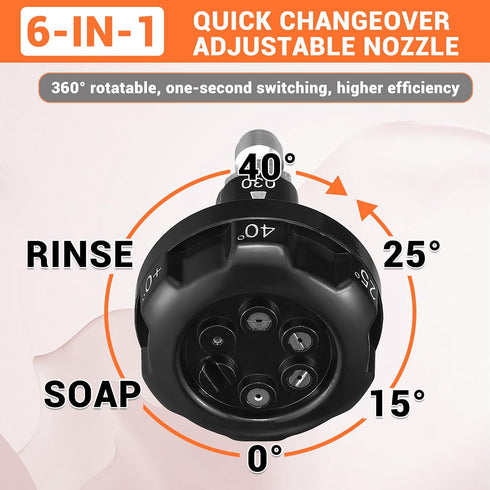 Pressure Washer Nozzle, 6 in 1 Quick Change Over Spray Nozzle, Adjustable High Power Washer Nozzle Tips with 1/4" Quick Connect, 4000 PSI...