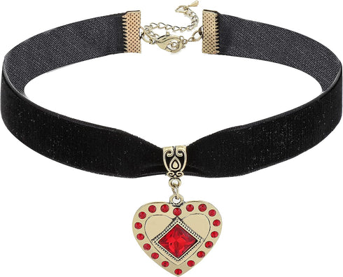 Halloween Gothic Black Velet Choker Necklace for Women Halloween Costume Party Favors Gold Heart Necklace with Red Resin Rhinestones Punk Rock Cos...