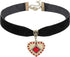 Halloween Gothic Black Velet Choker Necklace for Women Halloween Costume Party Favors Gold Heart Necklace with Red Resin Rhinestones Punk Rock Cos...