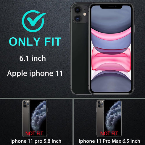 for iPhone 11 Case, Military Grade 3 in 1 Heavy Duty Shockproof/Drop Proof/Dust Proof Case with 2Pcs Tempered Glass Screen Protector (Black/Grey)....