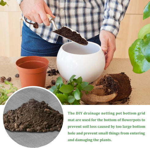 18pcs Flower Pot Hole Mesh Pad, 11.8x7.8 Inch Planter Mesh Drainage Screen, DIY Drainage Netting Pot Bottom Grid Mat Keep Soil from Flowing Away...