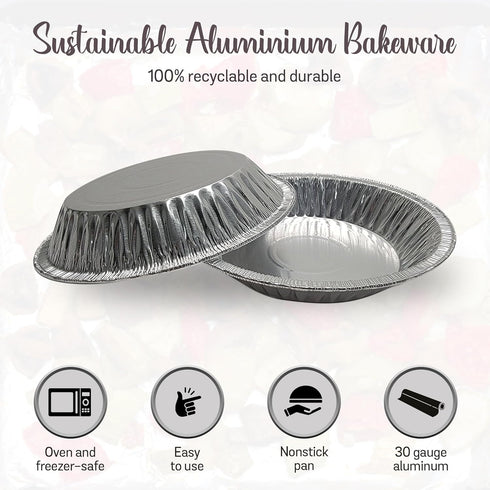 KitchenDance Disposable Aluminum Foil Mini Pie Pan - 6 Inches Round Aluminum Foil Baking Pan Perfect for Pies and Quiches - Aluminum Pie Pans for ...