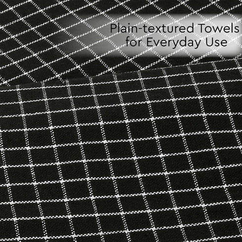 Encasa XO Cotton Kitchen Towel Set | Hand and Tea Cloth for Cleaning & Quick Drying, X-Large 28"x18" (Pack of 4) Highly Absorbent - Butcher Black...