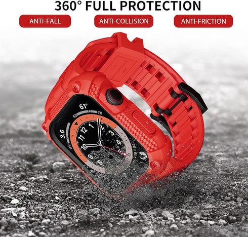 Wristitani Compatible with Apple Watch Band with Shockproof Rugged Case for iWatch Series 6/SE/5/4(44mm 40mm), Waterproof TPU Sport Watch Strap wi...