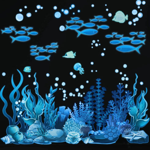 Zonon Under The Sea Wall Decals Coral Reef and Seaweed, Ocean Wall Decals Stickers, Undersea Decor Stickers, Underwater Sea Stickers for Nursery L...