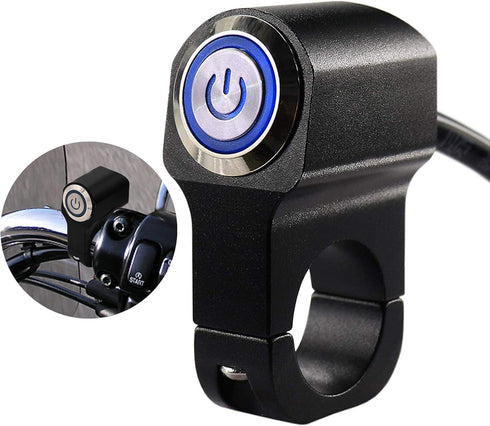 Motorcycle Handlebar Switch, 12V 10A CNC Aluminium Alloy,for 1" 25mm Bike ATV Handlebar Headlight Switchs with Indicator Light-Blue...