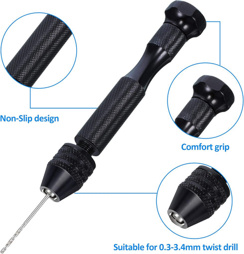 37 Pieces Hand Drill Tool Set, Pin Vise Hand Drill, Miniature Drill Mini Twist Drill Bit, Bench Vice for Craft Carving Resin DIY Jewelry Making(0....