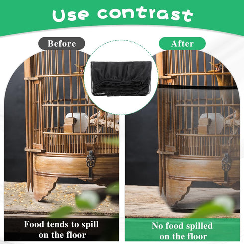 Bird Cage Seed Catcher, Universal Adjustable Birdcage Cover Skirt Bird Cage Net Cover Nylon Guard Net Cover for Parrot Parakeet Macaw Round Square...