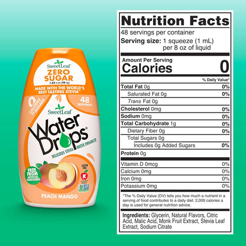 SweetLeaf Water Drops - Peach Mango Water Enhancer, Sugar Free Sweet Leaf Stevia Water Flavoring Drops, 1.62 Oz Ea (Pack of 3)...
