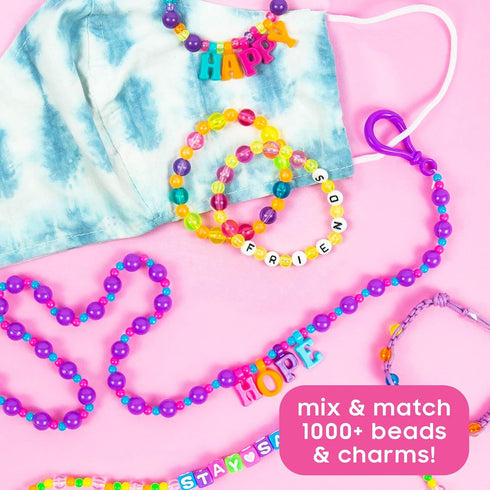 Just My Style ABC Beads by Horizon Group Usa, 1000+ Charms & Beads, Alphabet Charms, Accent Seed Star Wax Beading Cord, Satin Cord Key Ring Includ...