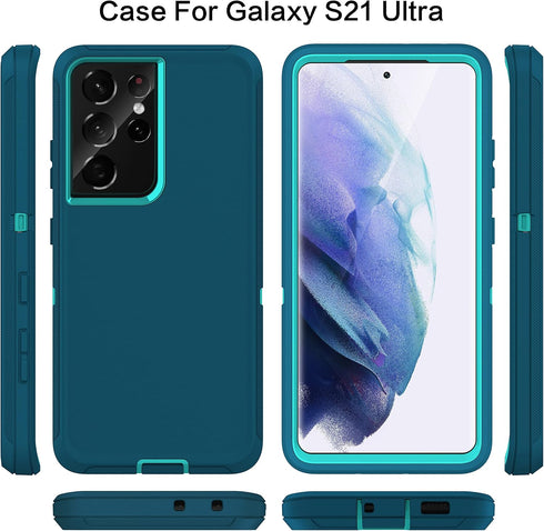 MXX Case Compatible with Galaxy S21 Ultra Case, 3-Layer Super Full Heavy Duty Body Bumper Cover/Shock Protection/Dust Proof, Designed for Samsung ...