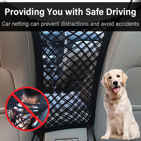 2 Layers Car Mesh Organizer, Two-Side Elasticity Auto Seat Back Net Bag Between Front Seats, Car Net Barrier of Backseat Pet Kids, Tissue Purse Ho...