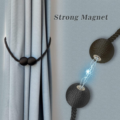 Hion Magnetic Curtain Tiebacks Black 2pcs, Curtain Tiebacks Buckles Holdbacks Holders Hooks Clip for Home Outdoor Bedroom Office Decorative Curtai...