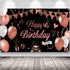 KOKAR Happy Birthday Decorations Banner, Large Black and Rose Gold Happy Birthday Banner Sign, Happy Birthday Backdrop for Girls Women Birthday Pa...