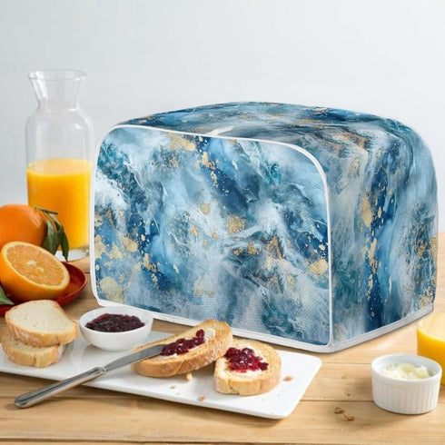 ZDCUSTOM Blue Marble Toaster Cover Dust for Kitchen, Quilted 4 Slice Toaster Appliance Dustproof Fingerprint Protectors and Greasy Protection Anti...