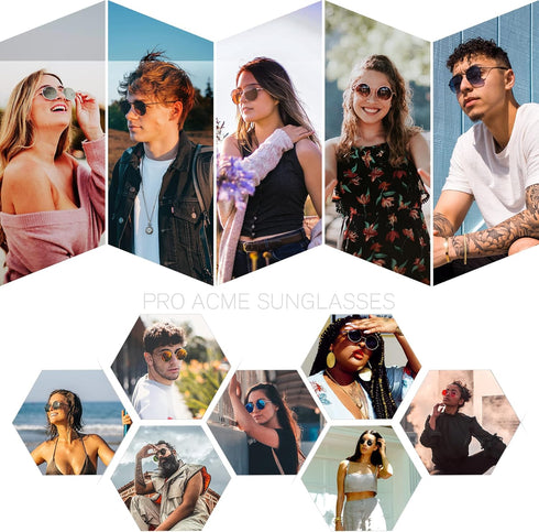 Pro Acme Small Round Polarized Sunglasses for Men Women Circle Retro Shades Metal Hippie Sunglasses UV400...