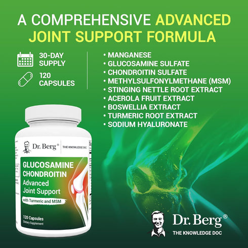Dr. Berg Glucosamine Chondroitin MSM Turmeric & Boswellia - Advanced Joint Support Supplement with Glucosamine Sulfate 1500mg Capsules - includes ...