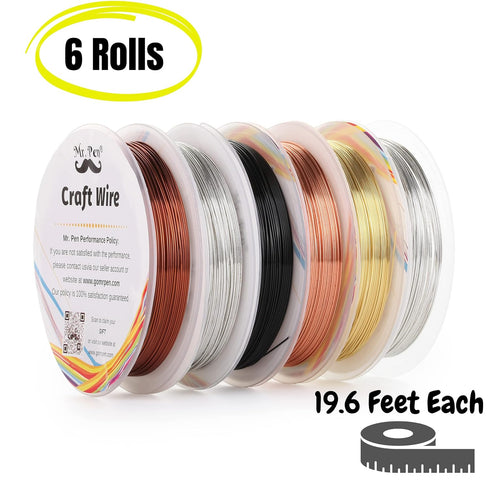 Mr. Pen's Beading Wire for Crafting 24 Gauge, 6 Rolls x 19.6 Feet Each...