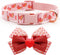 azuza Valentine's Day Dog Collar Removable Valentine Bowtie Dog Collar with Romantic Pink Sparkly Hearts Pattern Adjustable Spring Dog Collar Vale...