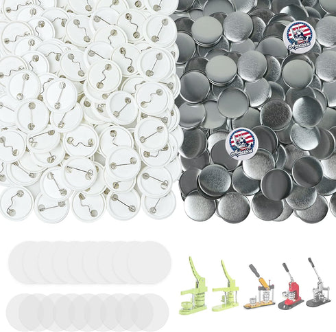 800 PCS Button Maker Supplies, 0.98 inch / 25mm Button Parts Button Supplies, Approx. 1 in Blank Button Badge Parts with Blank Paper for Button Ma...