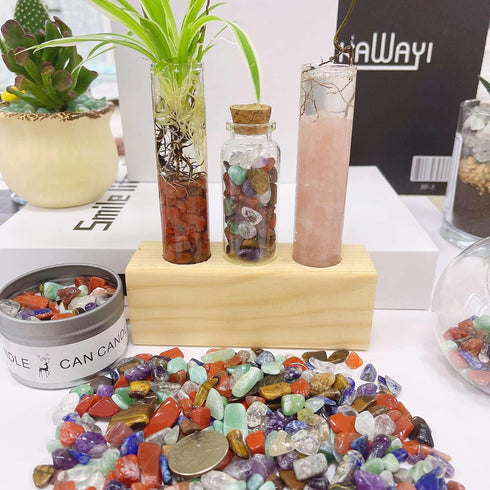 Decorative Tumbled Gravel Chakra Colorful Crystals Chip Polished Bulk Natural Gem Aquarium Gravel Rocks Pebbles Fish Tank Gravel Vase Filler Succu...
