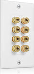 Cable Matters Speaker Wire Wall Plate (Speaker Wall Plate, Banana Plug Wall Plate) for 4 Speakers in White...