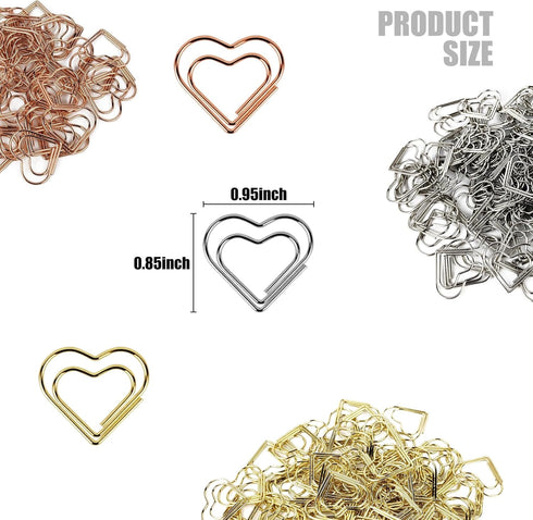100 Pcs Cute Paper Clips Suitable for Children Ladies Wedding Decoration Document Notes Organization Office Supplies Heart Paper Clips (Silver)...