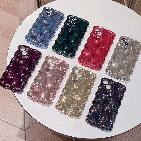 Case for iPhone 13,3D Meteorite Bubble Pattern Electroplate Plating Glitter Curly Wavy Frame Glossy Case,Soft TPU Shockproof Case for iPhone 13 Ph...