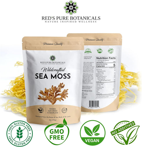 Wildcrafted Sea Moss - Healthy Irish, Raw Sea Moss from Rocks & Sea Beds of St. Lucia - 4oz Dry Makes 60-80oz Seamoss Gel - Hand-Harvested, Vegan ...