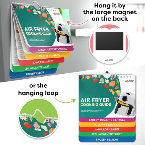 Air Fryer Cheat Sheet Magnets Cooking Guide Booklet - Air Fryer Cookbooks - Air Fryer Liners - Air Fryers Kitchen Gifts Gadgets 2025 - Air Fryer A...