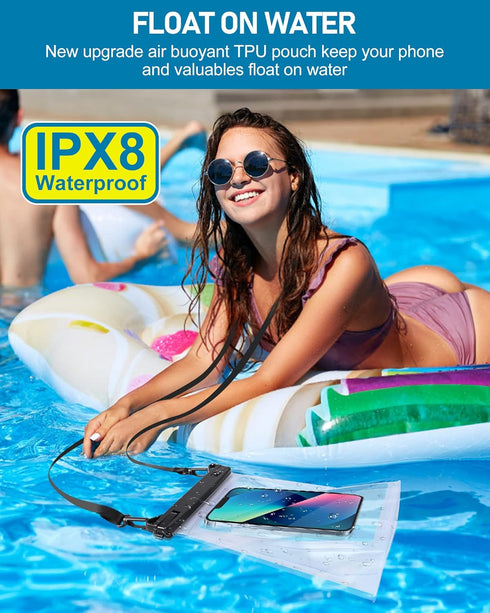 Large Waterproof Phone Pouch, Floating Dry Bag for iPhone 14 13 12 Pro Max Galaxy S22 S21 Large Capacity Waterproof Bag Sunscreen Glasses Storage ...