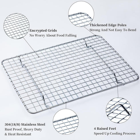 Aisoso Cooling Rack For Baking, Baking Rack with 18/8 Stainless Steel Bold Grid Wire, Multi Use Oven Rack Fit Quarter Sheet Pan, Oven and Dishwash...