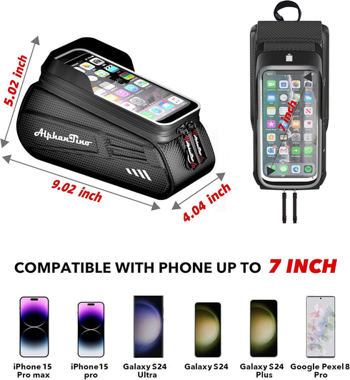 Bike Phone Holder Bag - Waterproof Hard Case Large Capacity Top Tube Front Frame Bicycle Pouch Cycling Mount, Bike Accessories, TPU Touch-Screen &...