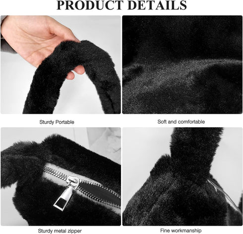 Fuzzy Tote Bag Y2K Fluffy Shoulder Bag Women Furry Purse Large Cute Plush Bag Ladies Faux Fur Bag for Autumn and Winter...