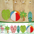 Simgoing 36 Pcs Unfinished Wood Summer Cutouts Hawaiian Wood DIY Paint Crafts Tropical Beach Ball Palm Tree Flip Flop Shaped Hanging Ornaments wit...