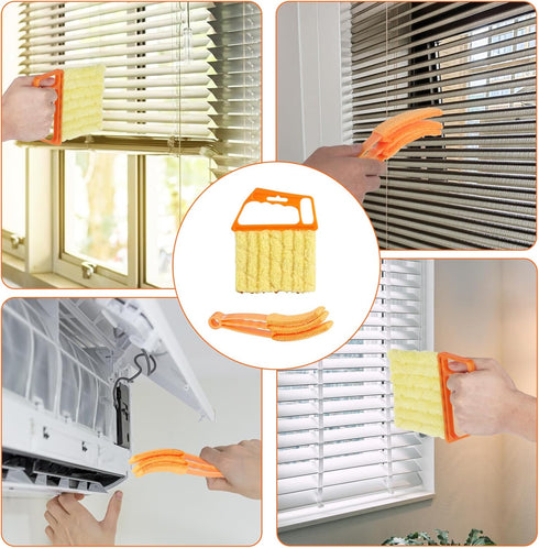 2pcs Window Venetian Blind Cleaner Duster Tool, Include 1pcs 7 Finger Blind Duster Brush & 1pcs Shutter Cleaner Brushes,with 8 Removable and Washa...