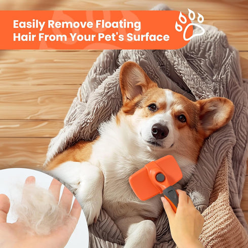 Self-Cleaning Slicker Brush for Dogs & Cats | Grooming Brush for Shedding | Skin-Friendly Dog & Cat Grooming | Deshedding Brush | Hair Brush for P...