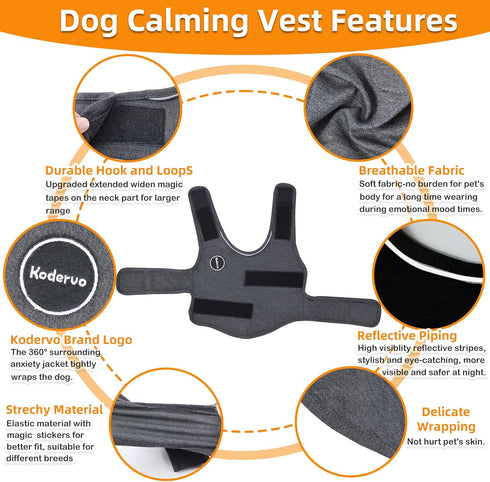 Dog Anxiety Jacket, Skin-Friendly Dog Calming Shirt - Dog Coat for Thunder, Fireworks, Vet Visits and Separation - Keep Pet Calm without Medicine ...