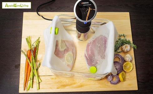Revolutionize Sous Vide Cooking with AppleKoreLiving Sous Vide Reusable Silicone Bags | Set of 2 Extra Large BPA Free Bags | Thinner and More Flex...